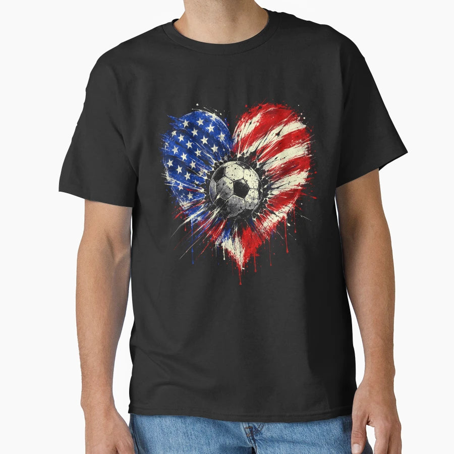 Patriotic Soccer 4Th July Usa T-Shirt - Custom Art Print for Adults - T-Shirt, Sweatshirt, Hoodie