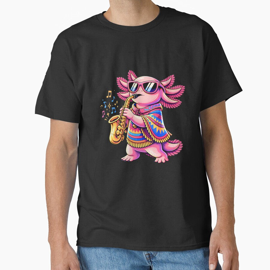 Cool Jazz Axolotl Playing Saxophone Stylish Pop Art - Adult & Kids T-Shirts, Sweatshirts & Hoodies apparel design preview 1
