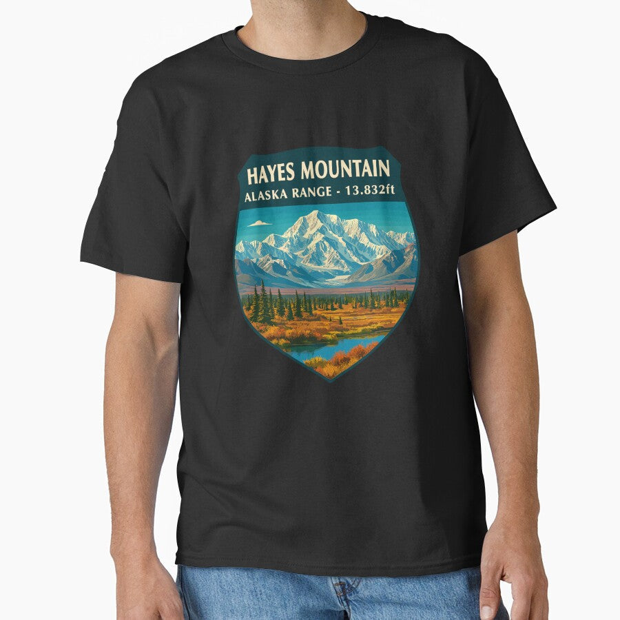 Hayes Mountain Vista Alaska Vector Landscape by - Adult & Kids T-Shirts, Sweatshirts & Hoodies apparel design preview 1