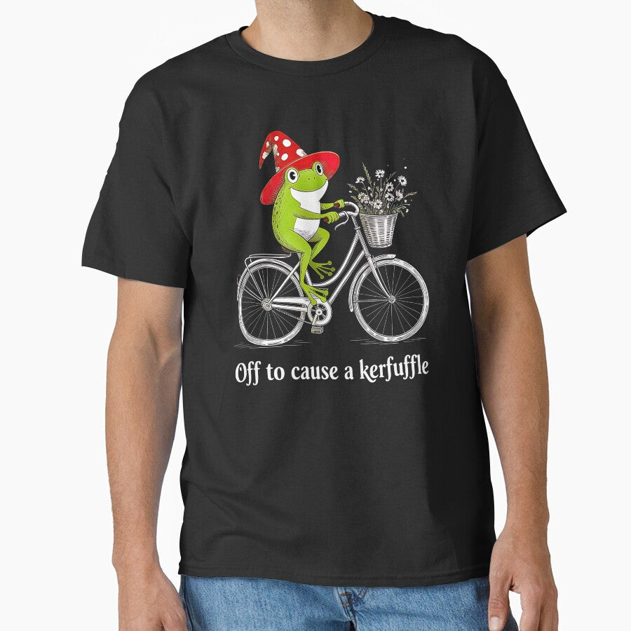 Off to Cause a Kerfuffle Frog, Funny Weirdcore - Adult & Kids T-Shirts, Sweatshirts & Hoodies apparel design preview 1