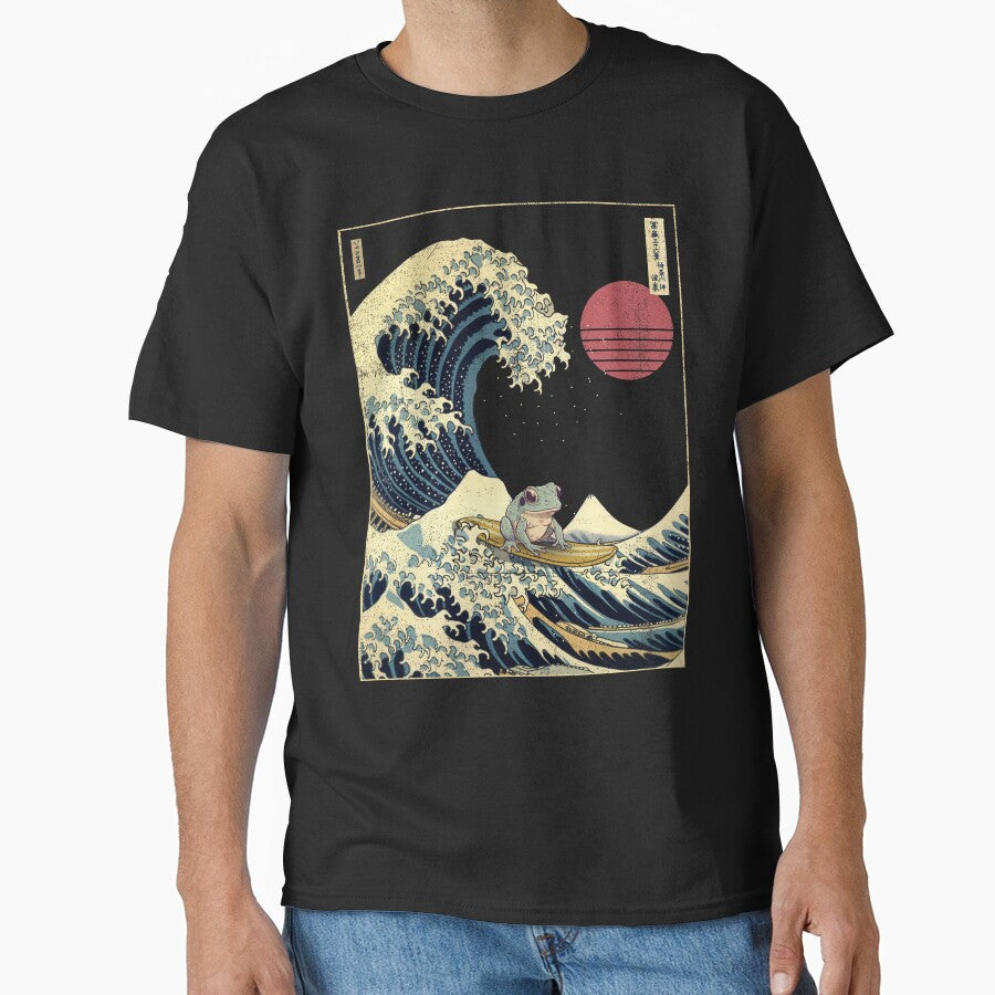 Frog Kanagawa Japanese Surfing Wave by rafaeltto - Adult & Kids T-Shirts, Sweatshirts & Hoodies apparel design preview 1