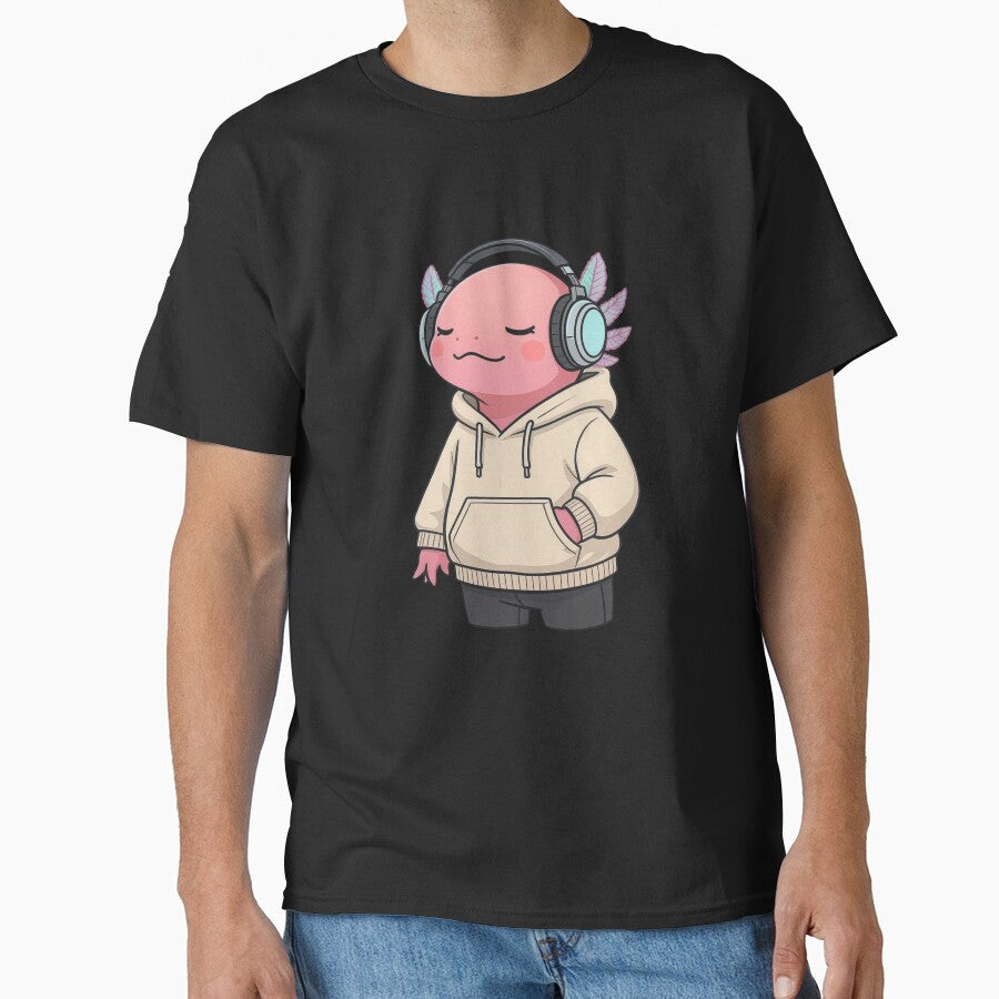 Lo-Fi Headphone Axolotl Chill Introvert Music - Adult & Kids T-Shirts, Sweatshirts & Hoodies apparel design preview 1