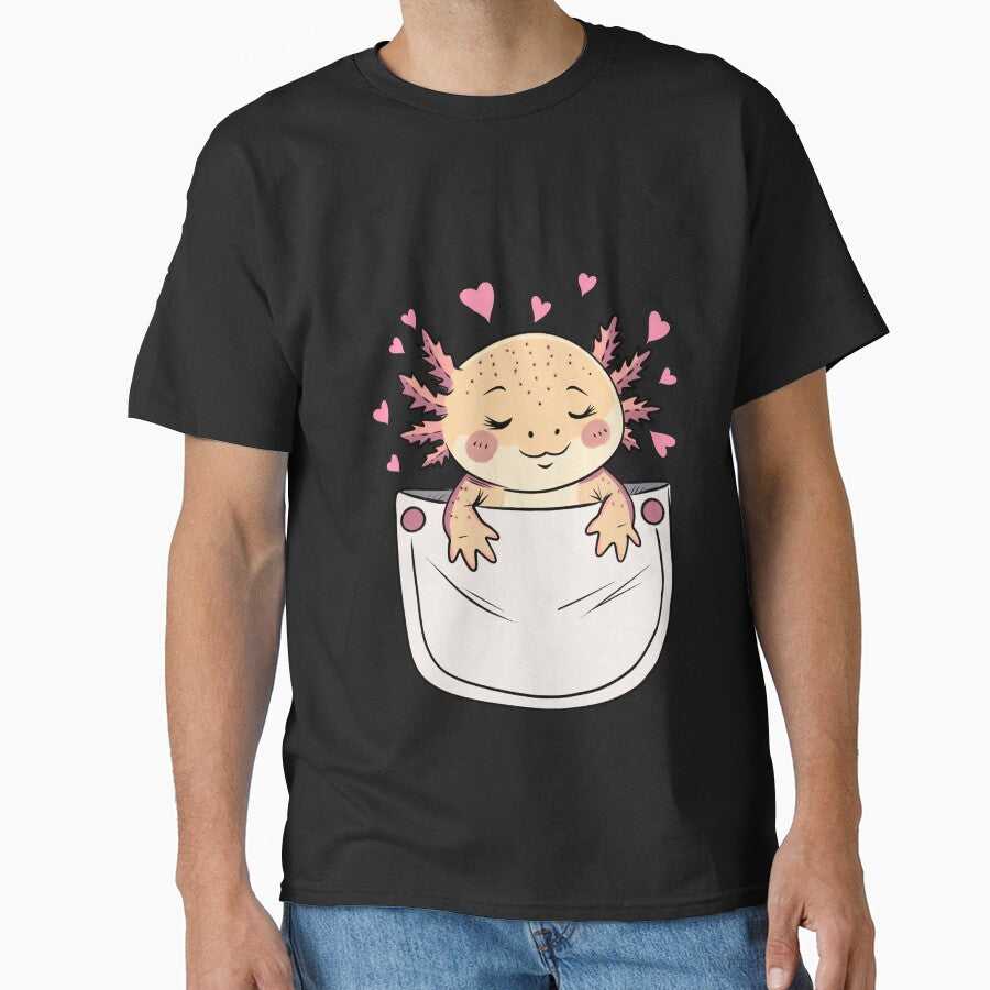 Cute Axolotl in Pocket Kawaii with Hearts Adorable - Adult & Kids T-Shirts, Sweatshirts & Hoodies apparel design preview 1