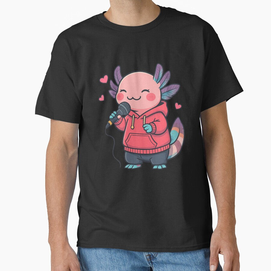Love Song Axolotl Sweet Romantic Music Illustration - Adult & Kids T-Shirts, Sweatshirts & Hoodies apparel design preview 1