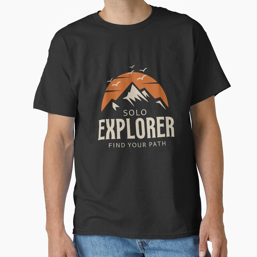 Solo Explorer Mountain Horizon Minimalist Adventure - Adult & Kids T-Shirts, Sweatshirts & Hoodies apparel design preview 1