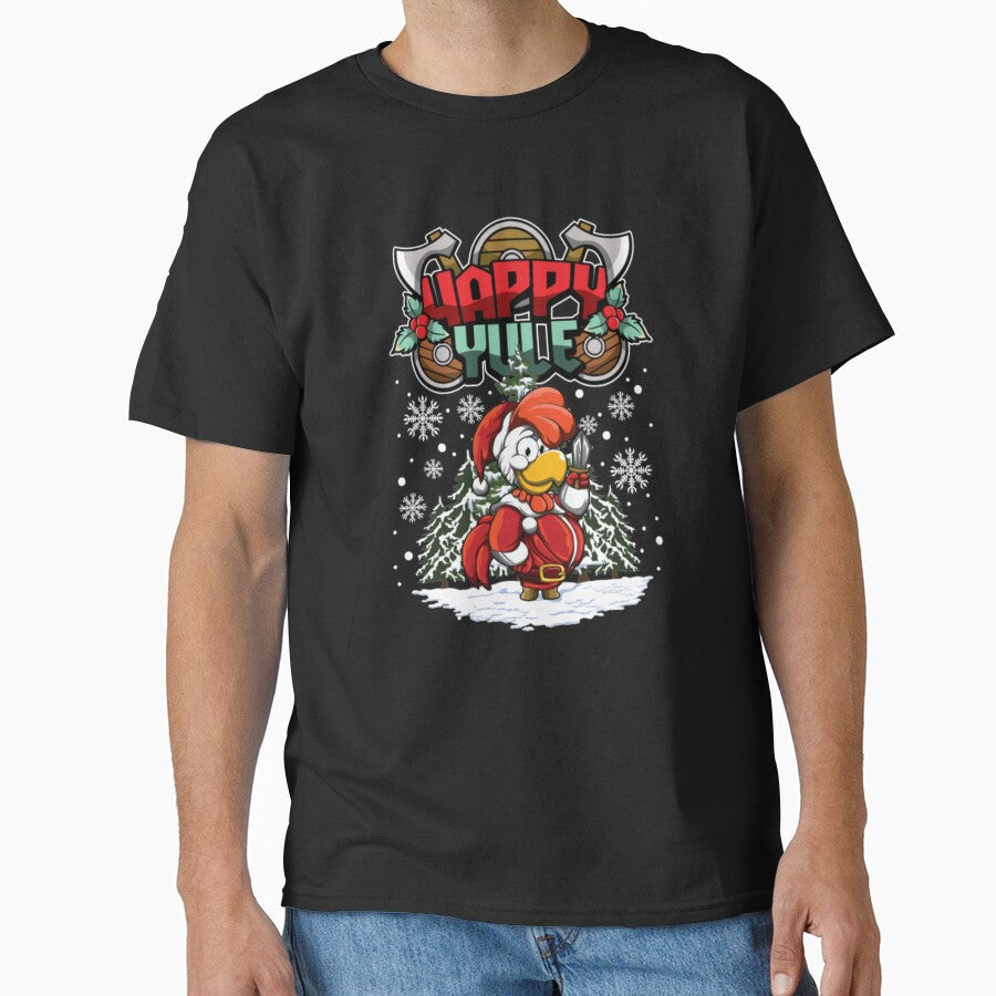 Happy Yule Viking Chicken christmas by ClamenTaon - Adult & Kids T-Shirts, Sweatshirts & Hoodies apparel design preview 1