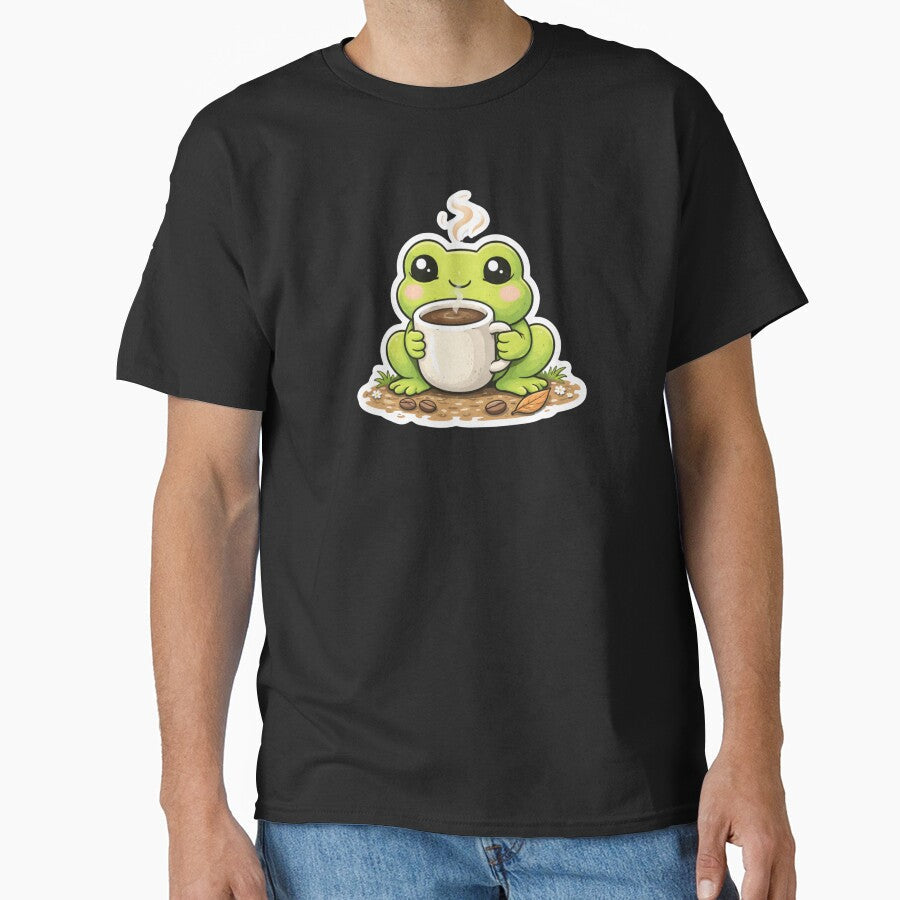 Cute Coffee Frog Funny Lover Design Meme by - Adult & Kids T-Shirts, Sweatshirts & Hoodies apparel design preview 1