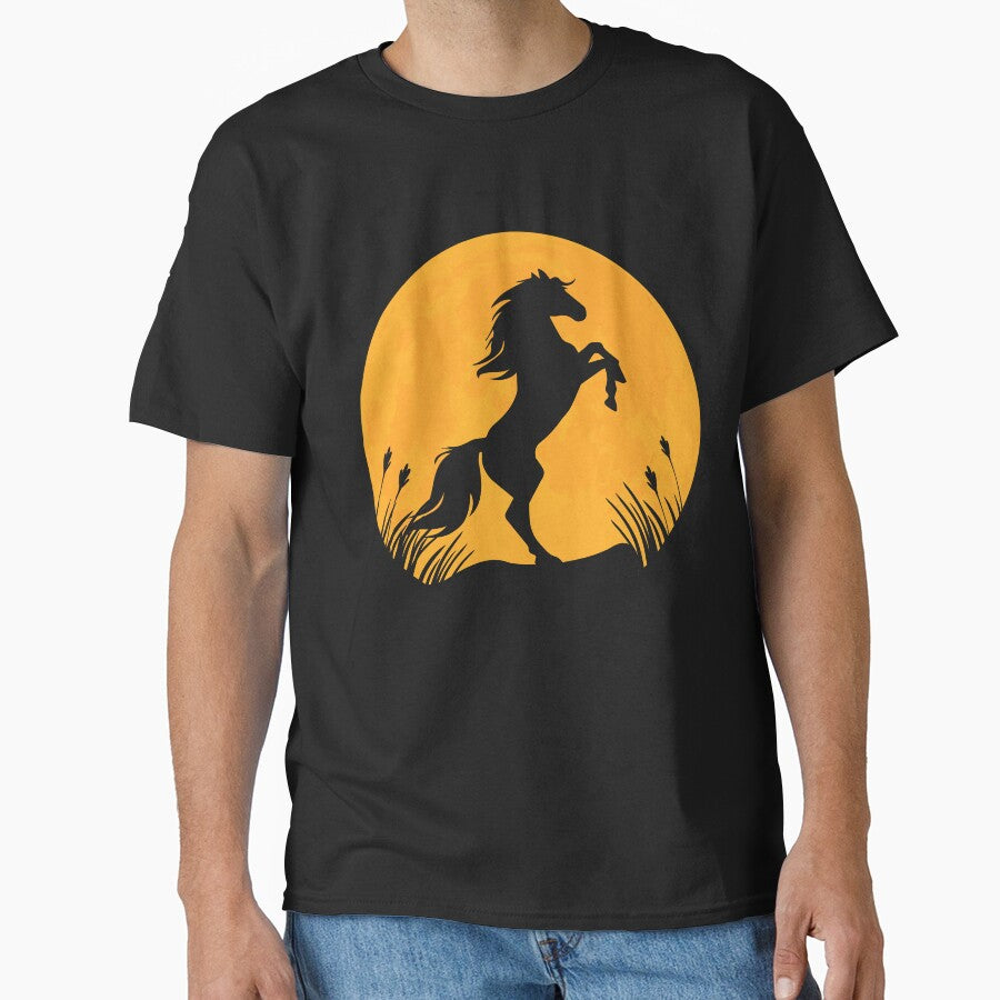 Horse animal lover Silhouette in full moon gift by - Adult & Kids T-Shirts, Sweatshirts & Hoodies apparel design preview 1