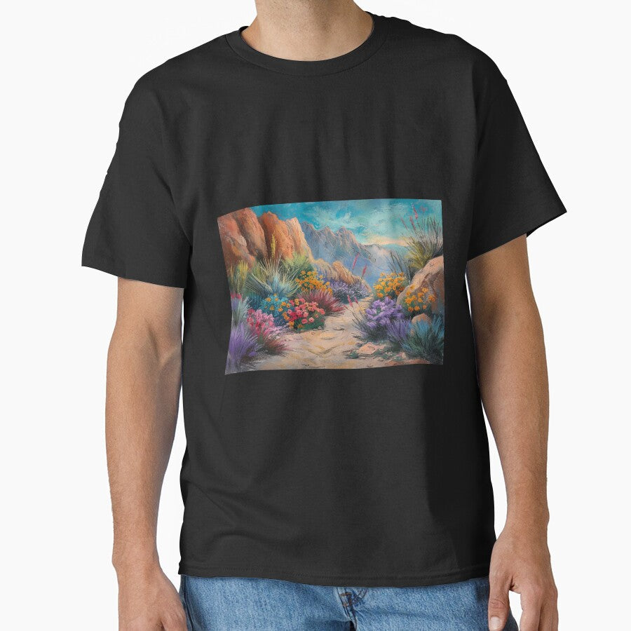 Desert canyon with colorful wildflowers by palmyst - Adult & Kids T-Shirts, Sweatshirts & Hoodies apparel design preview 1