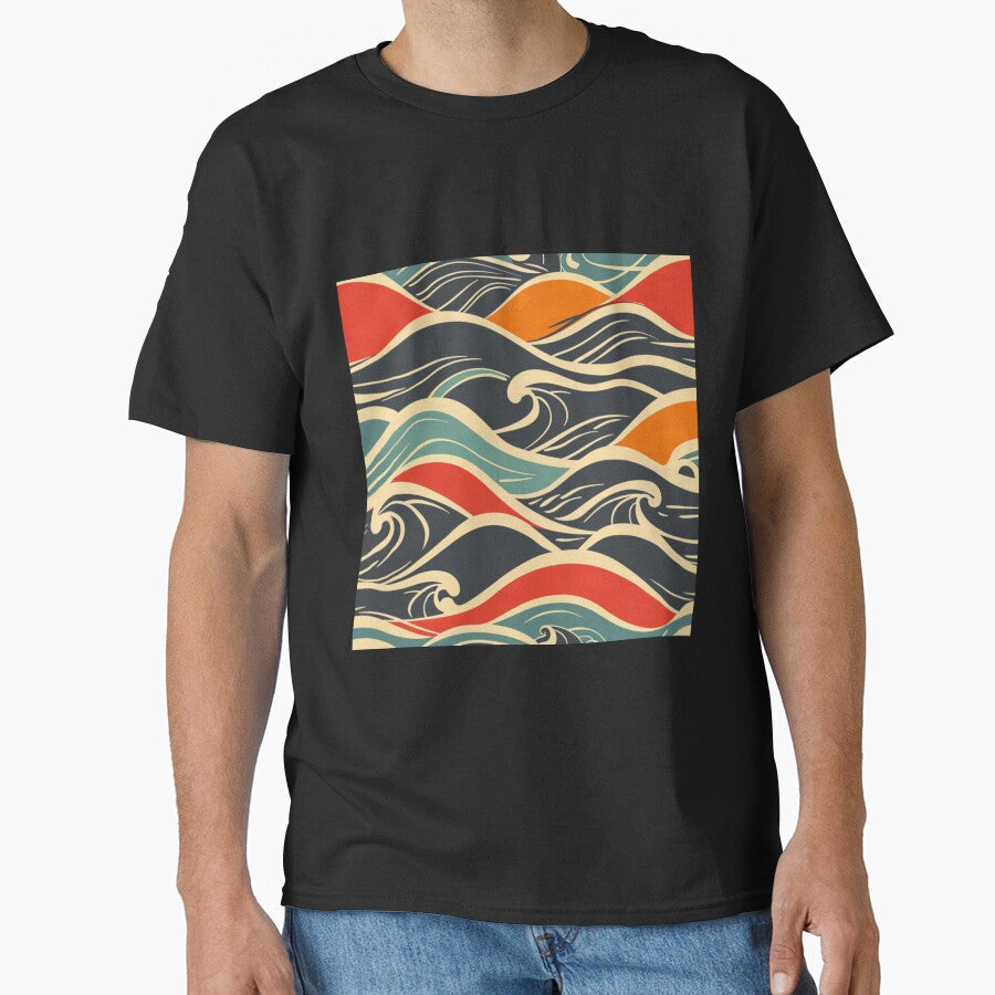 Abstract wave pattern retro colour scheme Active - Adult & Kids T-Shirts, Sweatshirts & Hoodies apparel design preview 1
