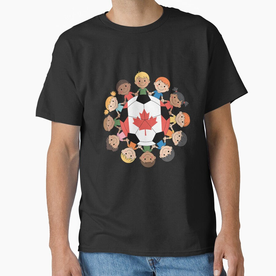 Canada Soccer Ball Kids Girls Around Canadian Flag by - Adult & Kids T-Shirts, Sweatshirts & Hoodies apparel design preview 1