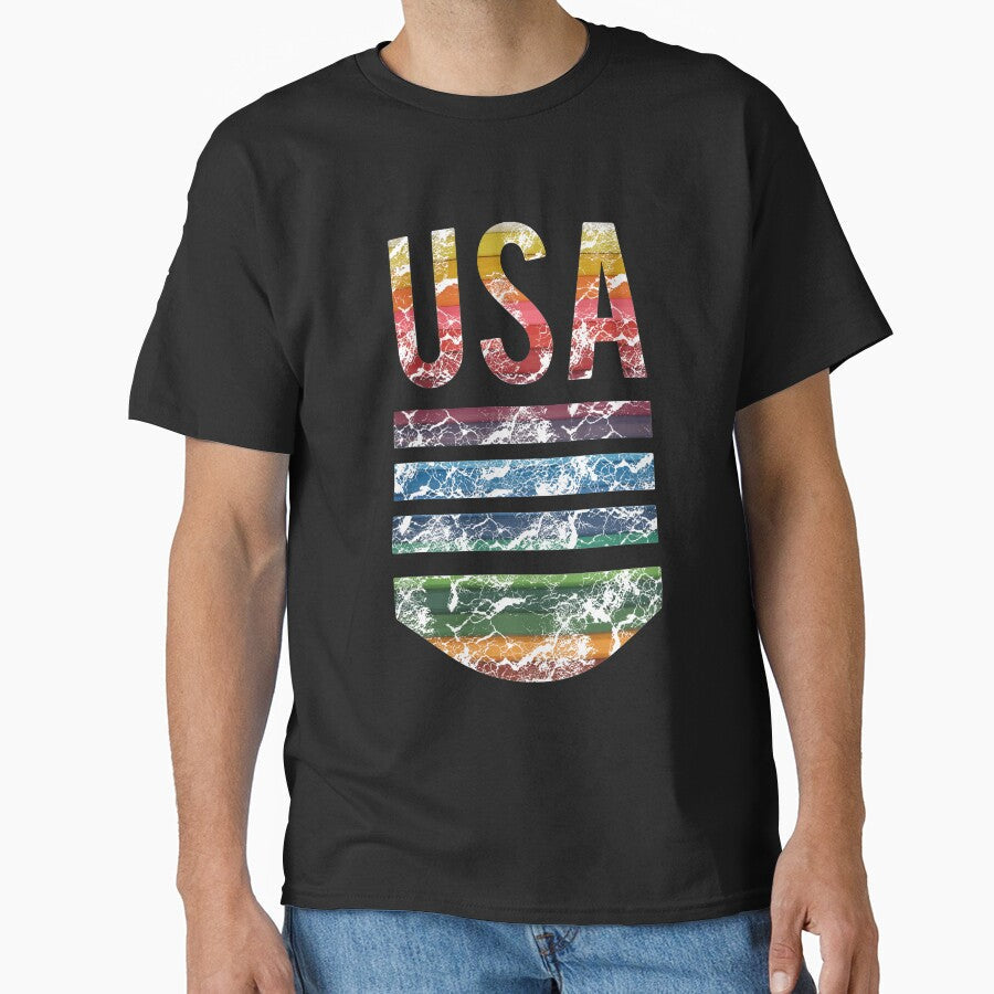 USA Emblem Rainbow Color Design by AllStarMerch - Adult & Kids T-Shirts, Sweatshirts & Hoodies apparel design preview 1