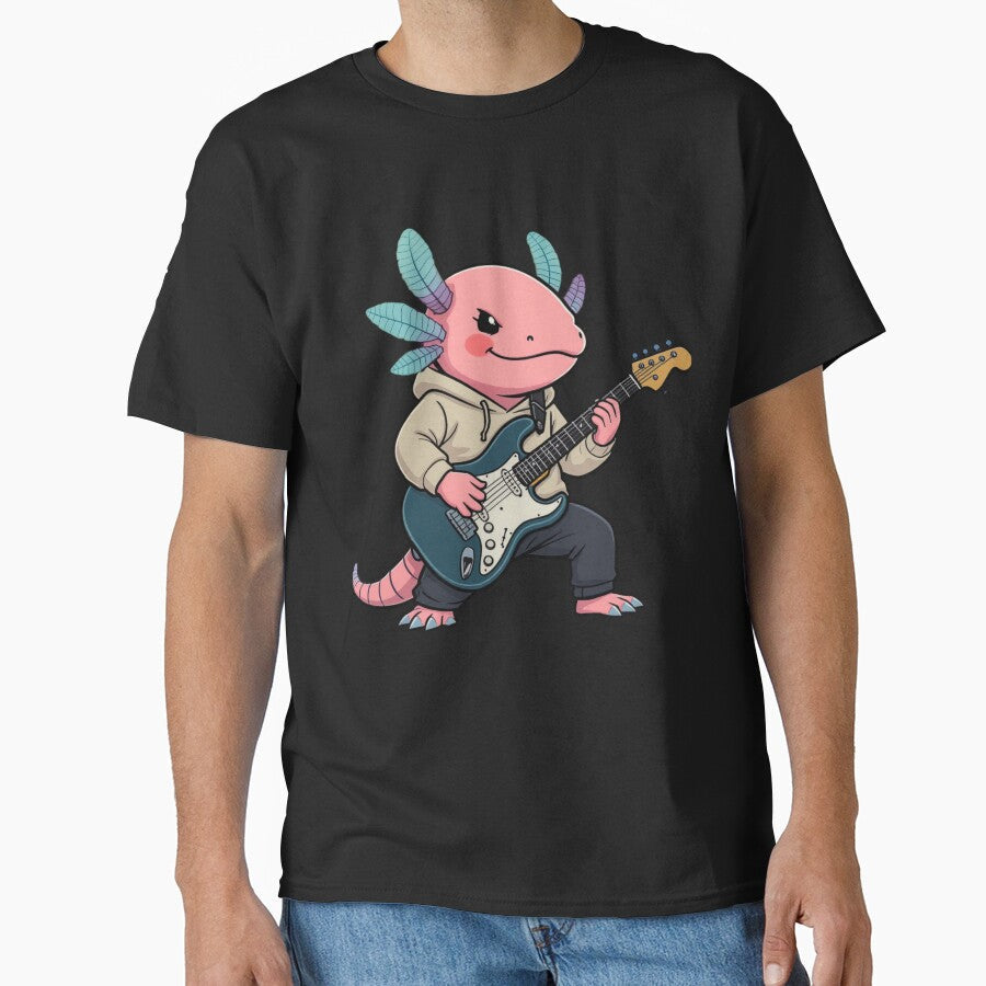 Musician Axolotl Guitar Hero Cool Electric - Adult & Kids T-Shirts, Sweatshirts & Hoodies apparel design preview 1