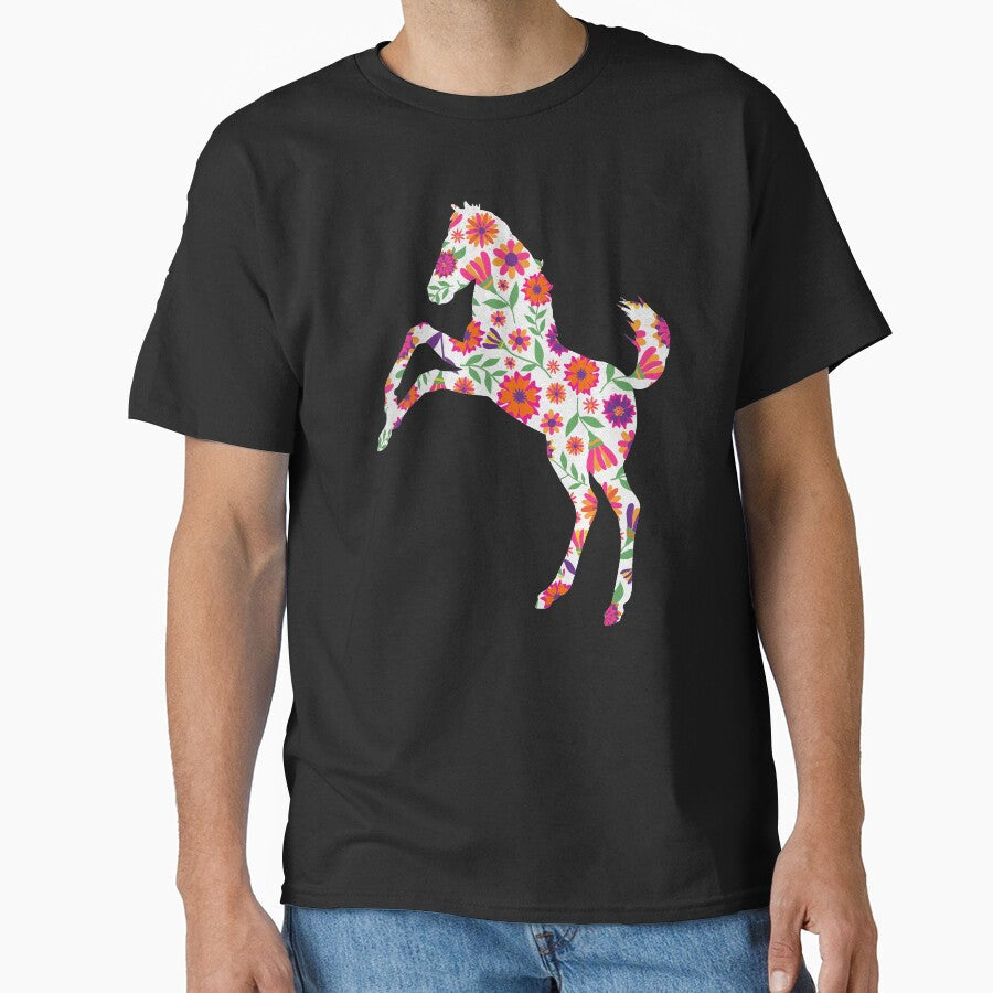 Mustang Horse Mexican Floral Pattern by SoccaTamam - Adult & Kids T-Shirts, Sweatshirts & Hoodies apparel design preview 1