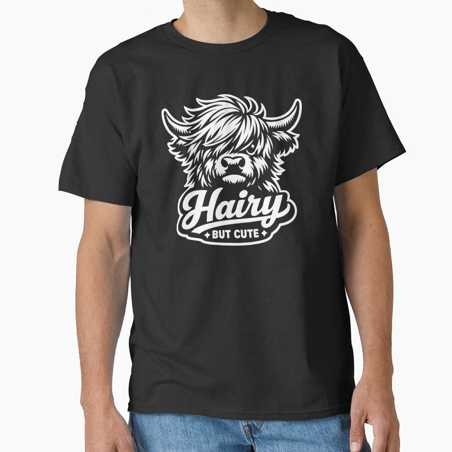 Fluffy Highland Cow Hairy Scottish Portrait by WAUZ - Adult & Kids T-Shirts, Sweatshirts & Hoodies apparel design preview 1