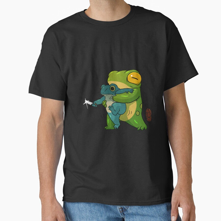 Cute stabby frog being held back let it go bro - Adult & Kids T-Shirts, Sweatshirts & Hoodies apparel design preview 1