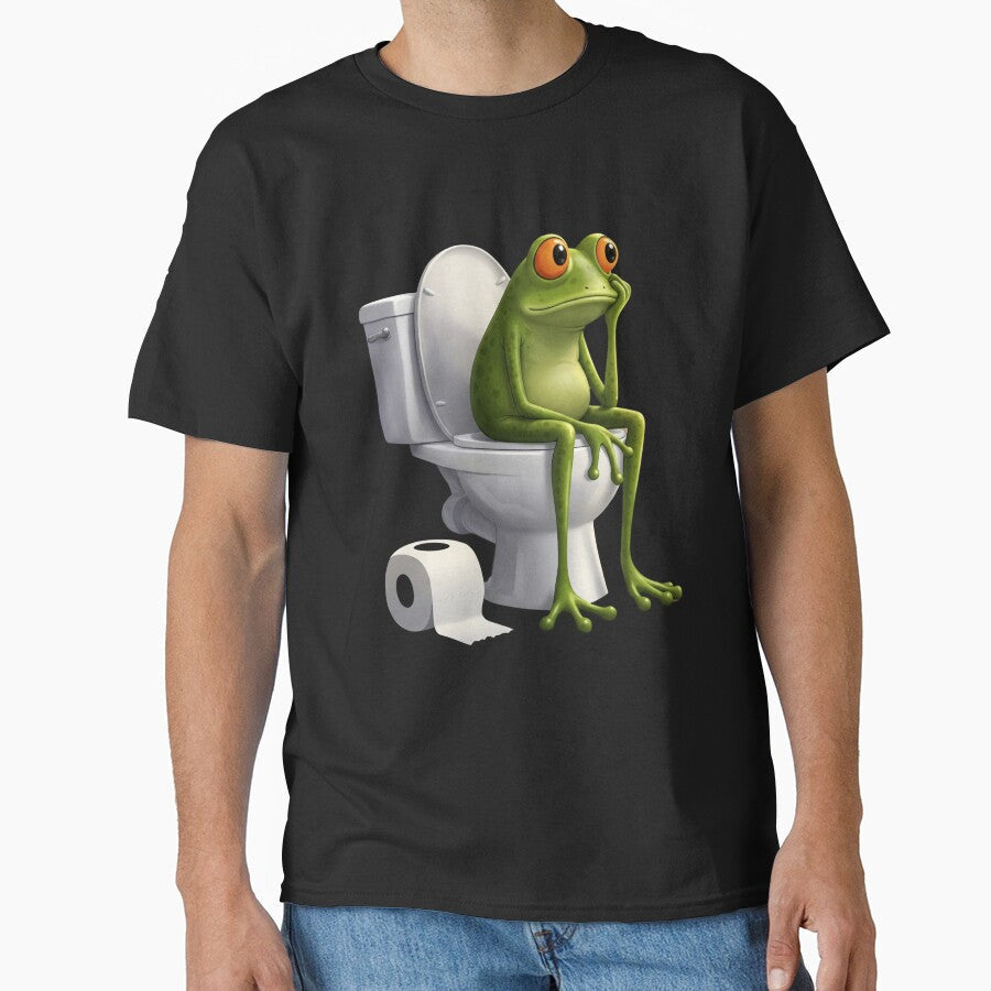 Funny High Frog Sat on the Toilet by freakystickey - Adult & Kids T-Shirts, Sweatshirts & Hoodies apparel design preview 1