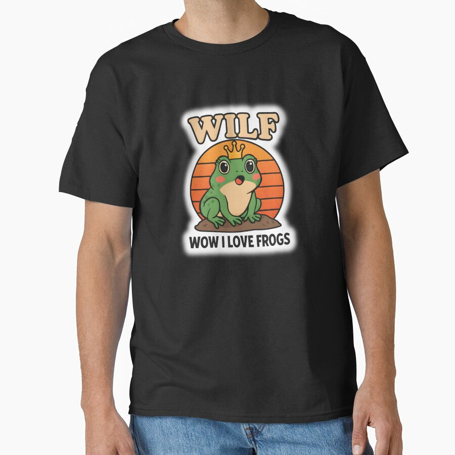 WILF Frog Vintage Design Wow I Love Frogs Funny Meme, - Adult & Kids T-Shirts, Sweatshirts & Hoodies apparel design preview 1
