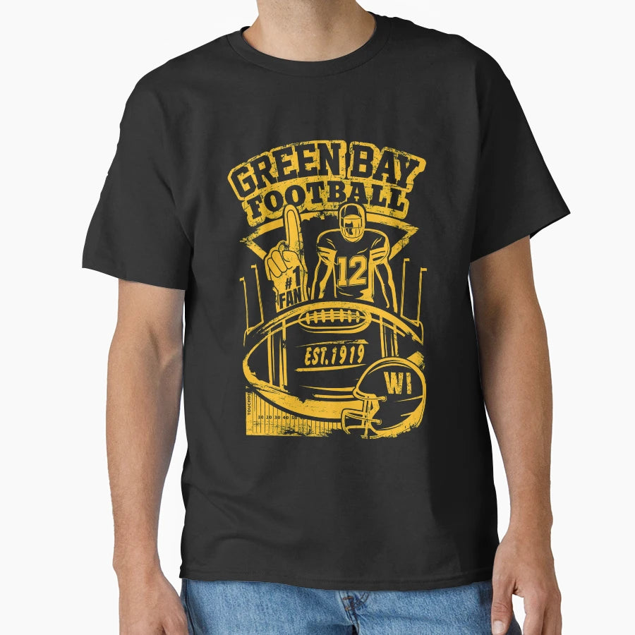 Green Bay Wisconsin Football T-Shirt - Minimalist Print for Adults - T-Shirt, Sweatshirt, Hoodie