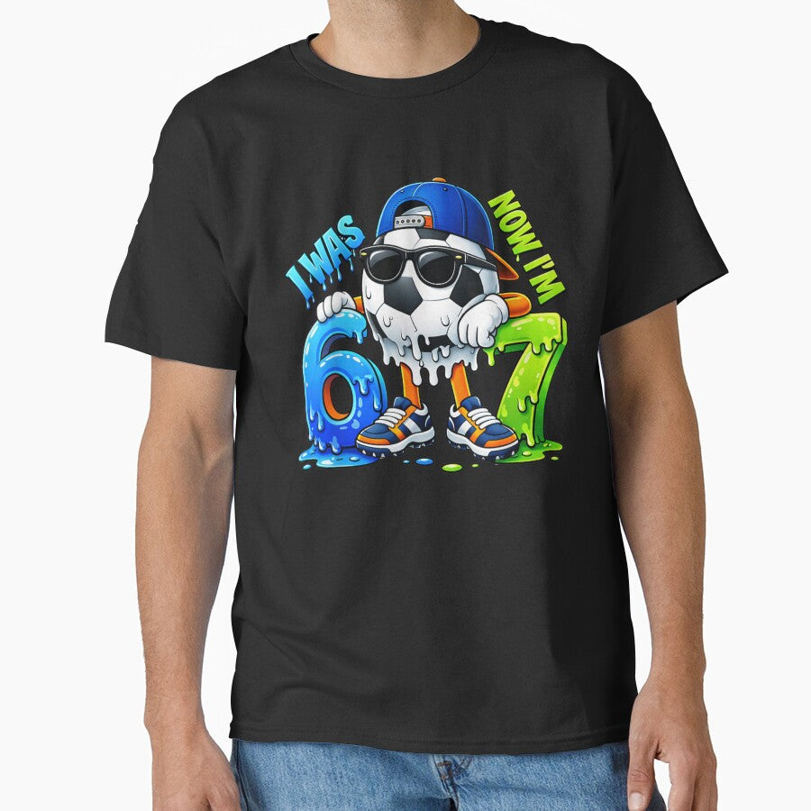 I Was 6 Now Im 7 Soccer Ball Cool 7th Birthday by - Adult & Kids T-Shirts, Sweatshirts & Hoodies apparel design preview 1