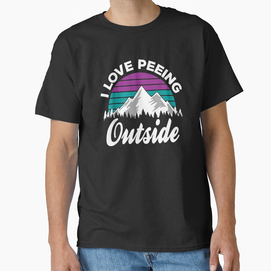 I love peeing outside purple teal mountain for camper - Adult & Kids T-Shirts, Sweatshirts & Hoodies apparel design preview 1