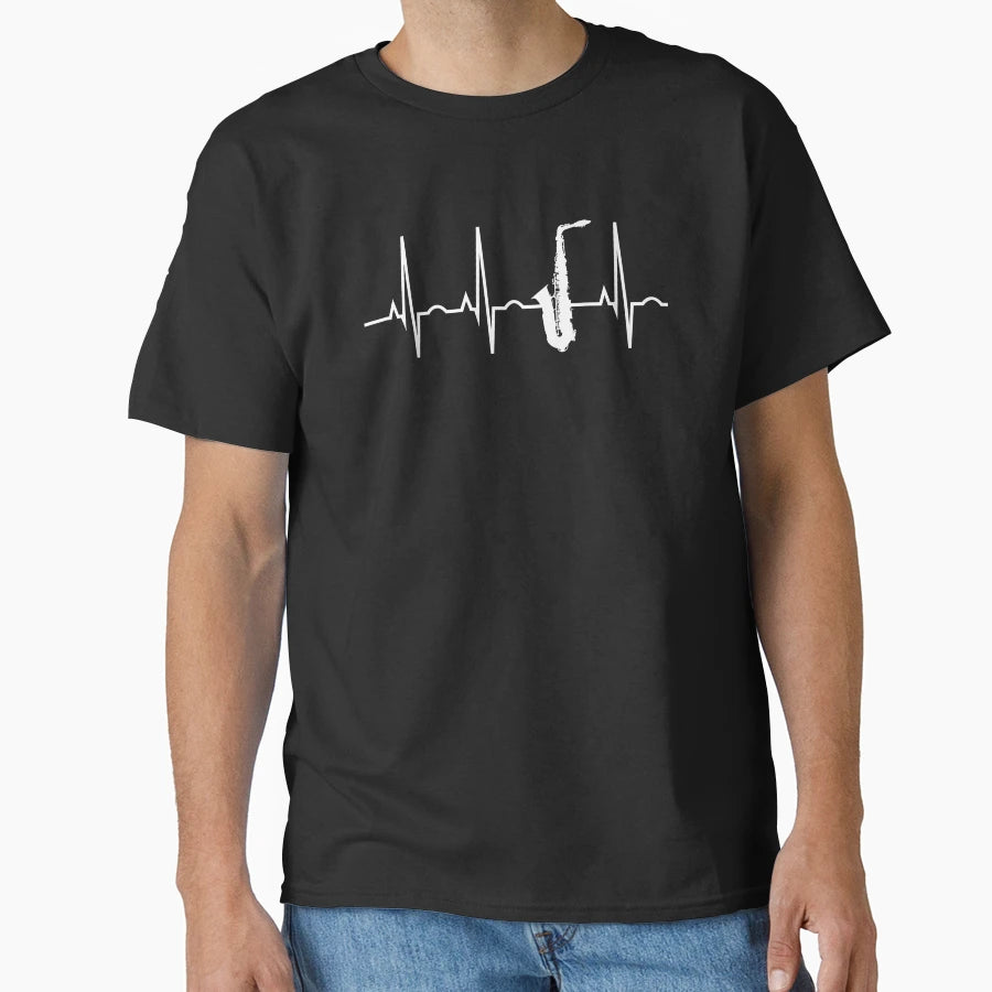 Saxophone Player Saxophone Heartbeat T-Shirt - Unique Graphic for Adults - T-Shirt, Sweatshirt, Hoodie