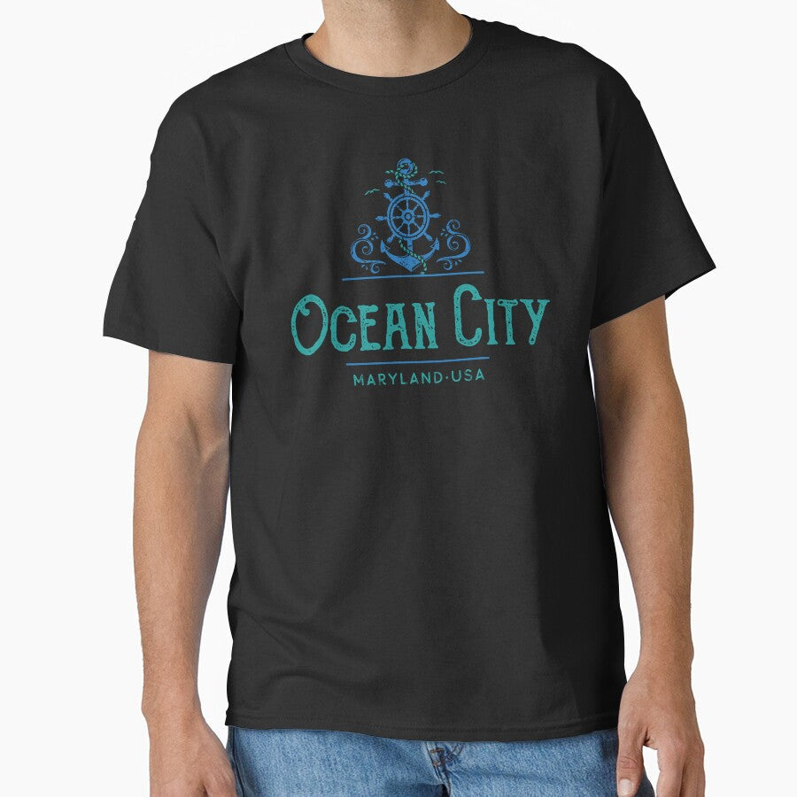 Ocean City Maryland Vintage Nautical Design by - Adult & Kids T-Shirts, Sweatshirts & Hoodies apparel design preview 1