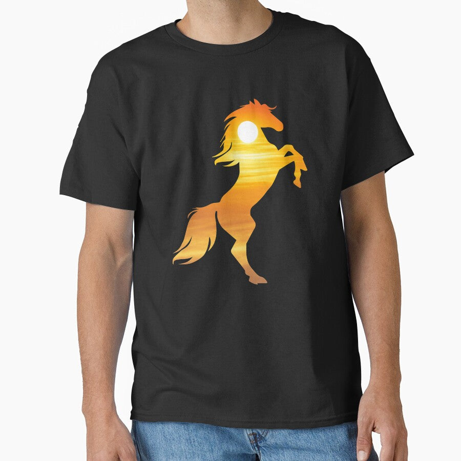 Horse Silhouette Sunrise by alaechamlal - Adult & Kids T-Shirts, Sweatshirts & Hoodies apparel design preview 1
