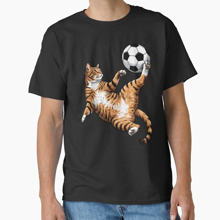 Cat Kicking Football Ball by EverkindInk - Adult & Kids T-Shirts, Sweatshirts & Hoodies apparel design preview 1