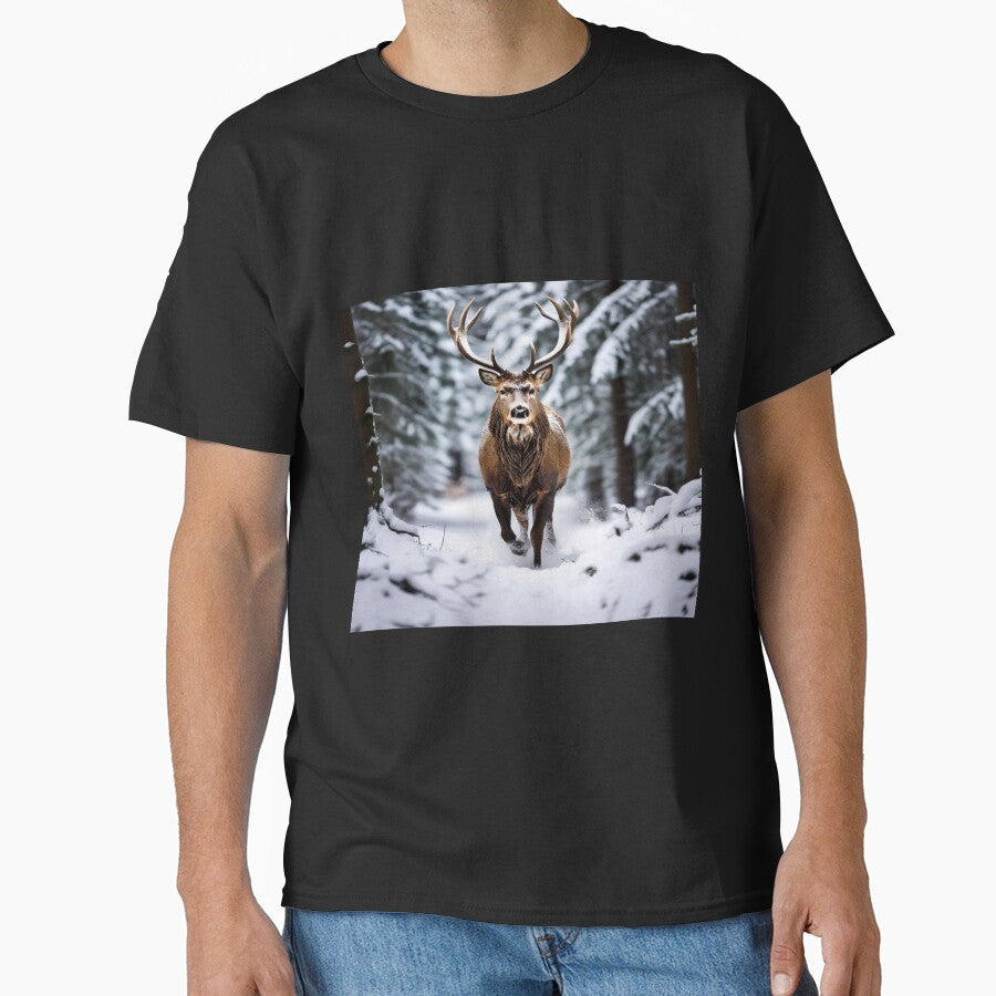 Snowy deer by Collection de trésors - Adult & Kids T-Shirts, Sweatshirts & Hoodies apparel design preview 1