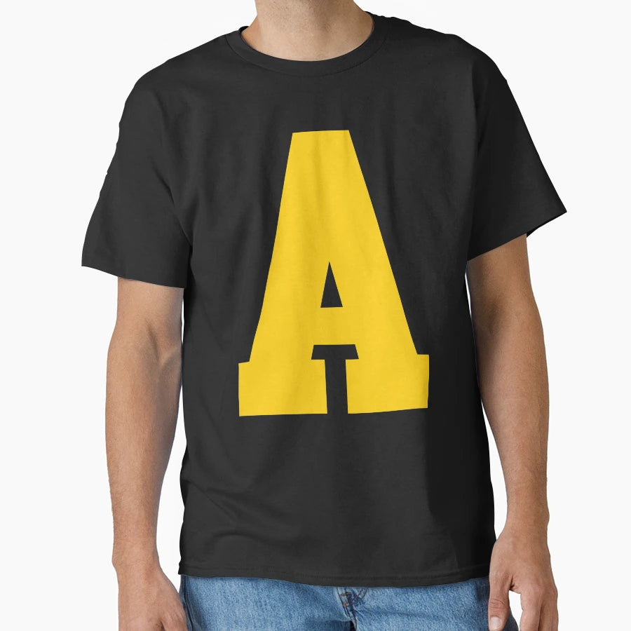 Alphabet Yellow Sports Letter T-Shirt - Trendy Graphic for Adults - T-Shirt, Sweatshirt, Hoodie