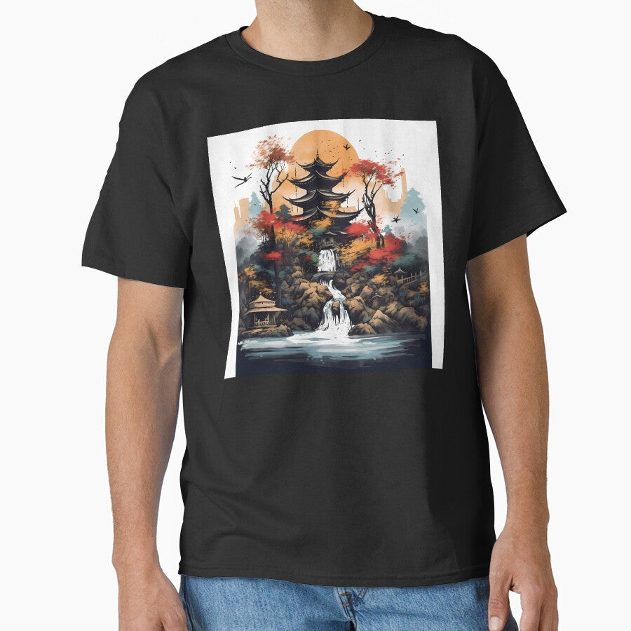Japanese Mountain Landscape by SingularityGeek - Adult & Kids T-Shirts, Sweatshirts & Hoodies apparel design preview 1