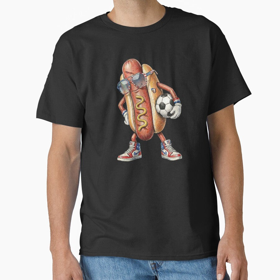 Hot Dog Soccer Player by Roy Tiffany - Adult & Kids T-Shirts, Sweatshirts & Hoodies apparel design preview 1