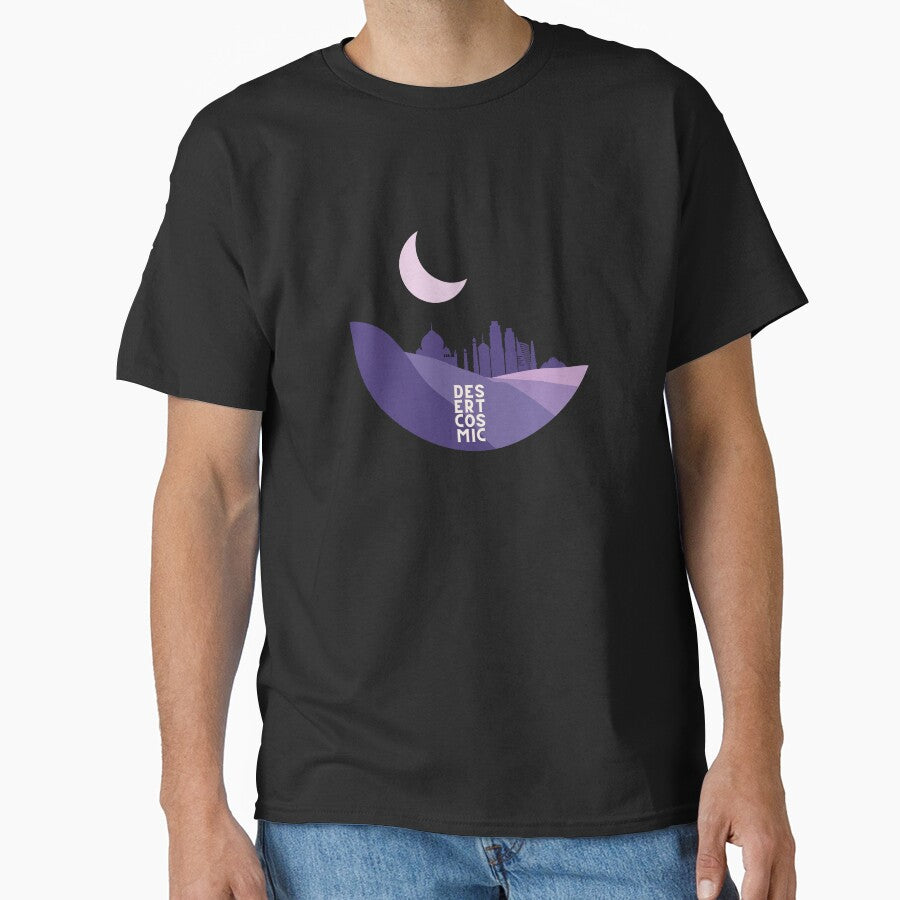 Cosmic Desert Silhouette of a City Moon by MiaDelelai - Adult & Kids T-Shirts, Sweatshirts & Hoodies apparel design preview 1