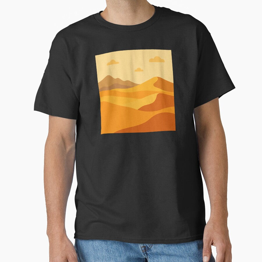 Desert Dunes at Sunset Flat Vector Landscape Art by - Adult & Kids T-Shirts, Sweatshirts & Hoodies apparel design preview 1