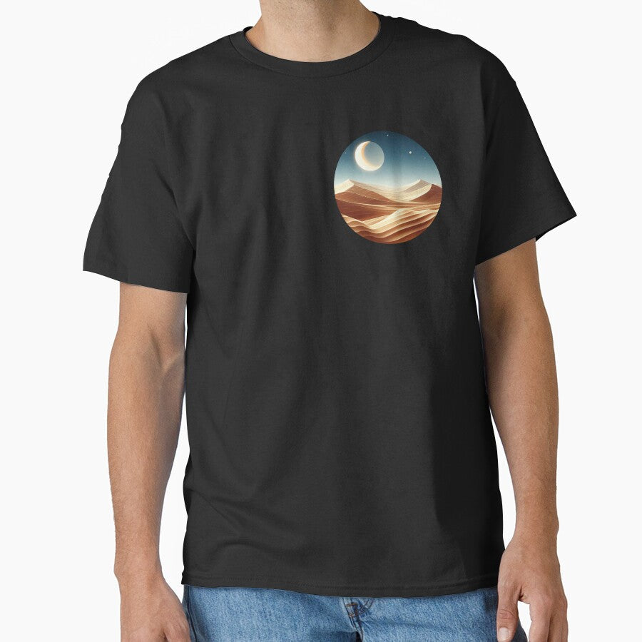 Moonlit Desert Dunes: Tranquil Shadows in the Sands - Adult & Kids T-Shirts, Sweatshirts & Hoodies apparel design preview 1