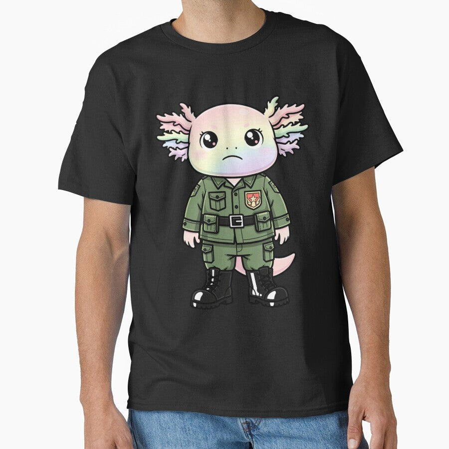 Cute-Serious Army Axolotl Funny Respectful Military - Adult & Kids T-Shirts, Sweatshirts & Hoodies apparel design preview 1