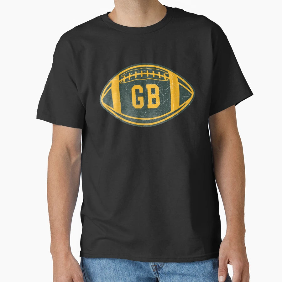 Green Bay Throwback Football T-Shirt - Custom Art Print Men Women - T-Shirt, Sweatshirt, Hoodie