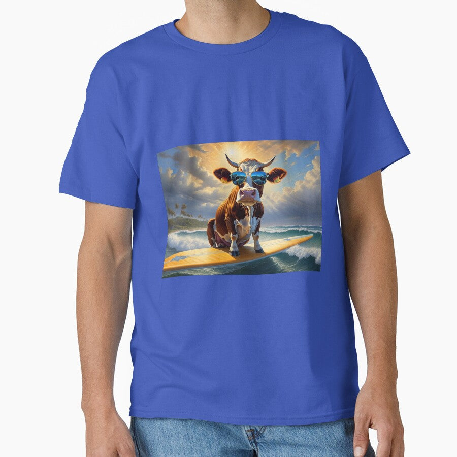 Cow surfing with glasses by M-Y-A-R-T- - Adult & Kids T-Shirts, Sweatshirts & Hoodies apparel design preview 1