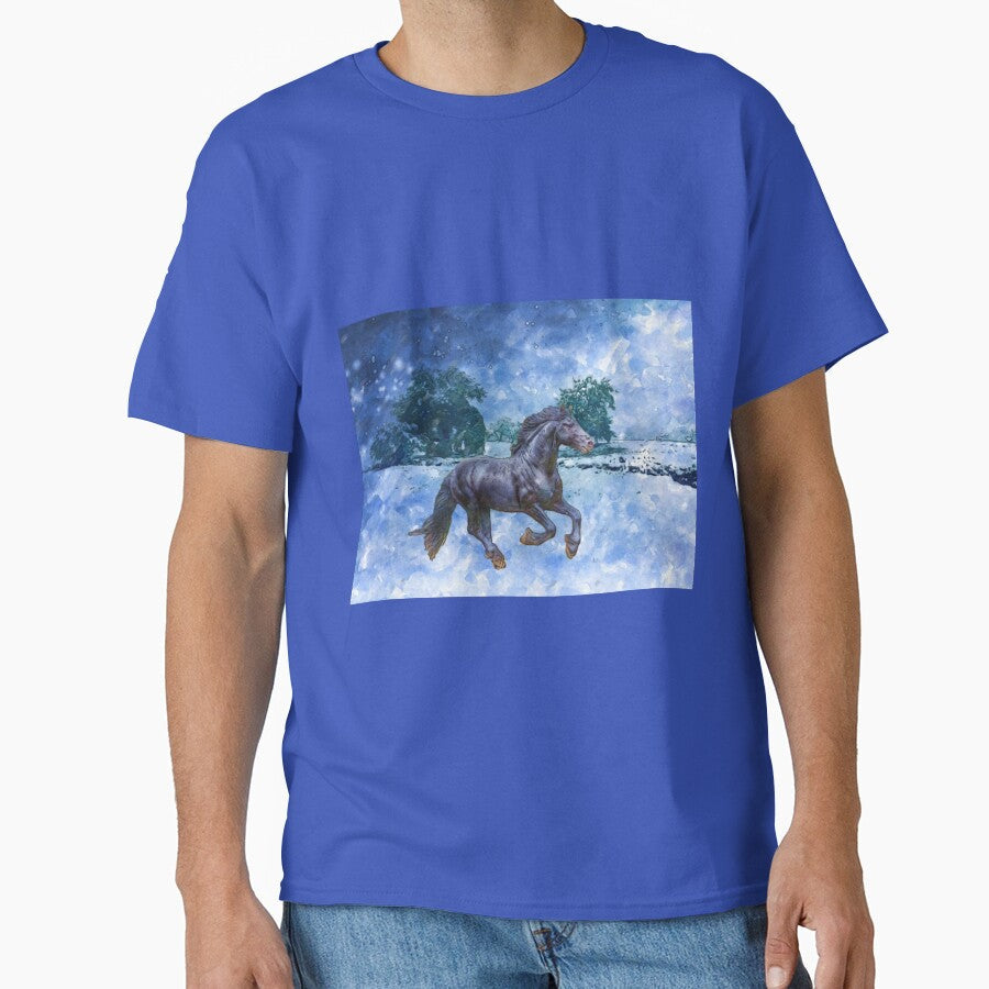 Black Horse in the Winter by LisaMPierce1990 - Adult & Kids T-Shirts, Sweatshirts & Hoodies apparel design preview 1