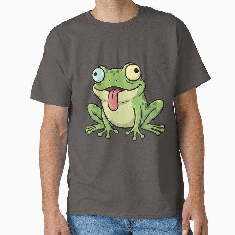 Goofy Green Frog Cartoon Tongue Out by k3rstman1 - Adult & Kids T-Shirts, Sweatshirts & Hoodies apparel design preview 1