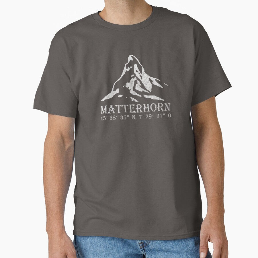 Matterhorn Alps GPS Switzerland mountain vacation - Adult & Kids T-Shirts, Sweatshirts & Hoodies apparel design preview 1