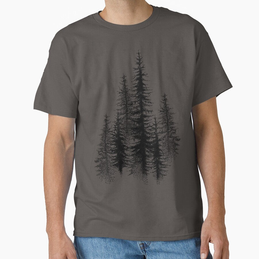 Dotwork black scandinavian forest. by Bokasana - Adult & Kids T-Shirts, Sweatshirts & Hoodies apparel design preview 1