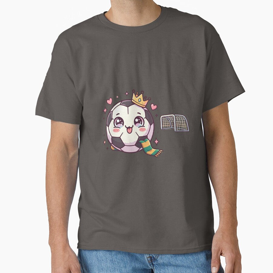 Cute Kawaii Soccer Ball King Crown in Stadium by - Adult & Kids T-Shirts, Sweatshirts & Hoodies apparel design preview 1