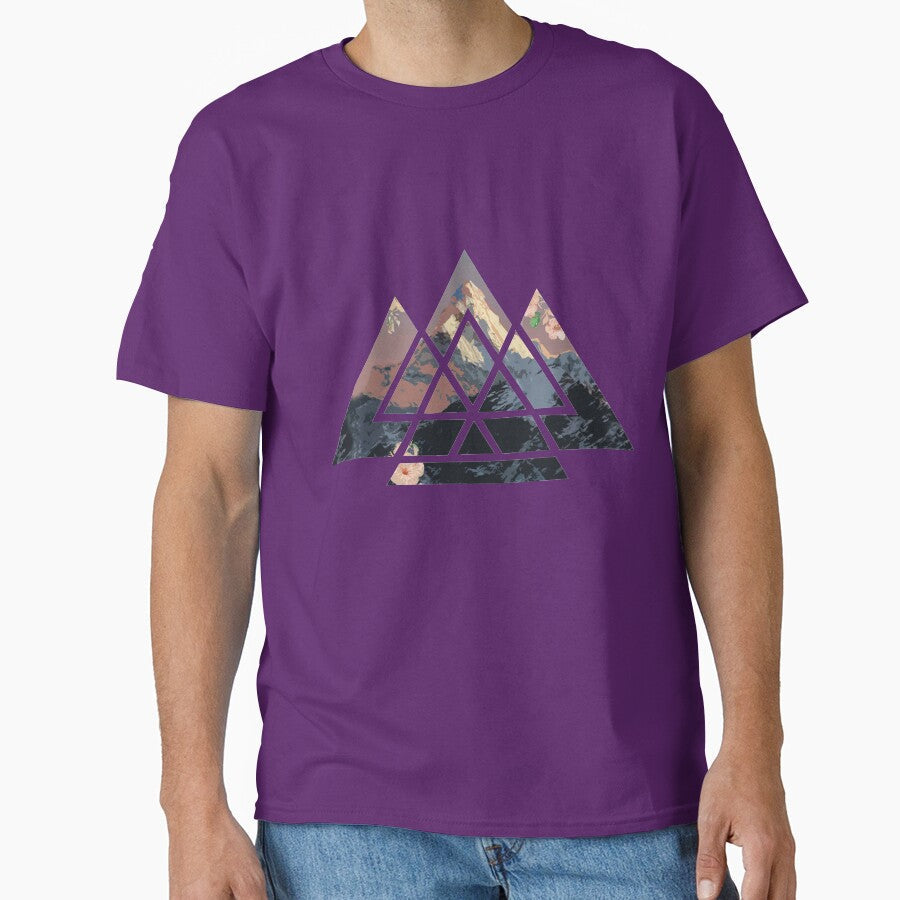 Mountain landscape inside triangle shapes by Floomart - Adult & Kids T-Shirts, Sweatshirts & Hoodies apparel design preview 1