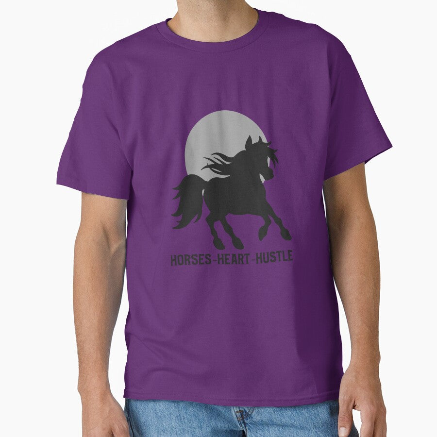 Horses, Heart, Hustle Ladies Horse by SilverMapleTees - Adult & Kids T-Shirts, Sweatshirts & Hoodies apparel design preview 1