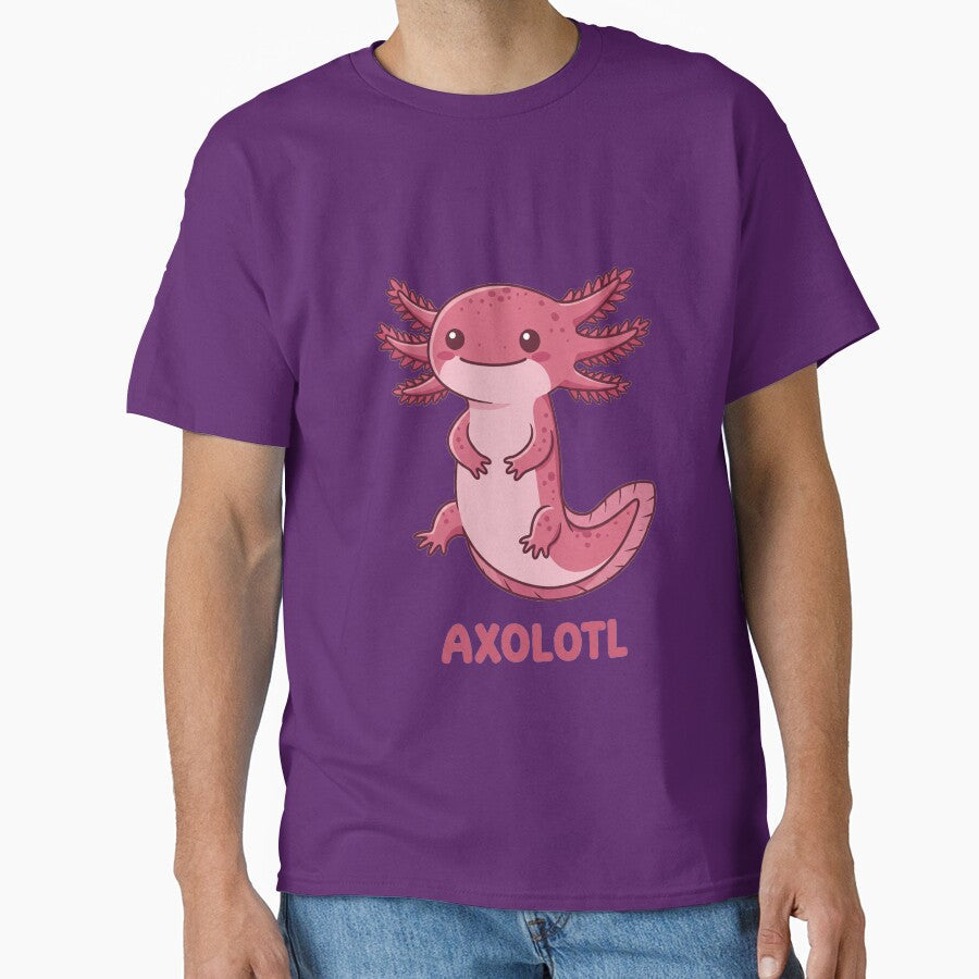 Cute Pink Axolotl Illustration with Kawaii Style by - Adult & Kids T-Shirts, Sweatshirts & Hoodies apparel design preview 1