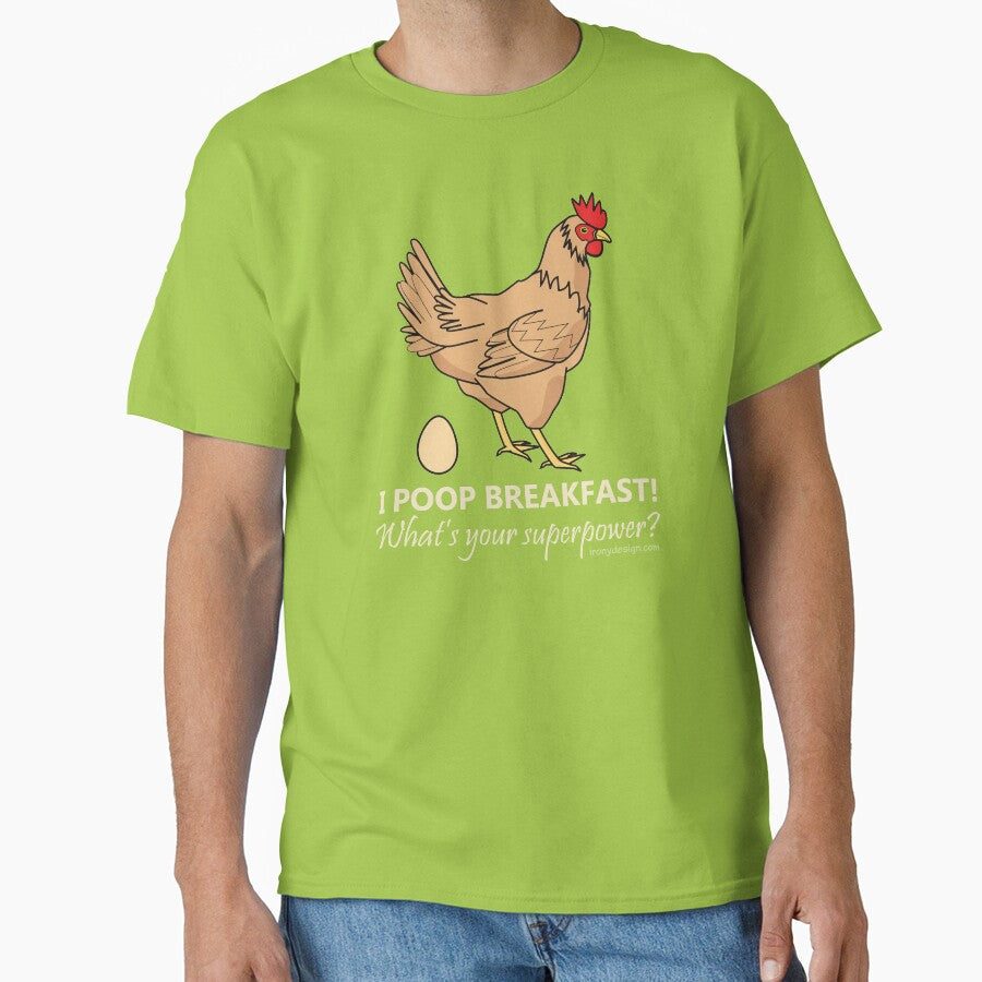 Chicken Poops Breakfast Funny Graphic by ironydesigns - Adult & Kids T-Shirts, Sweatshirts & Hoodies apparel design preview 1