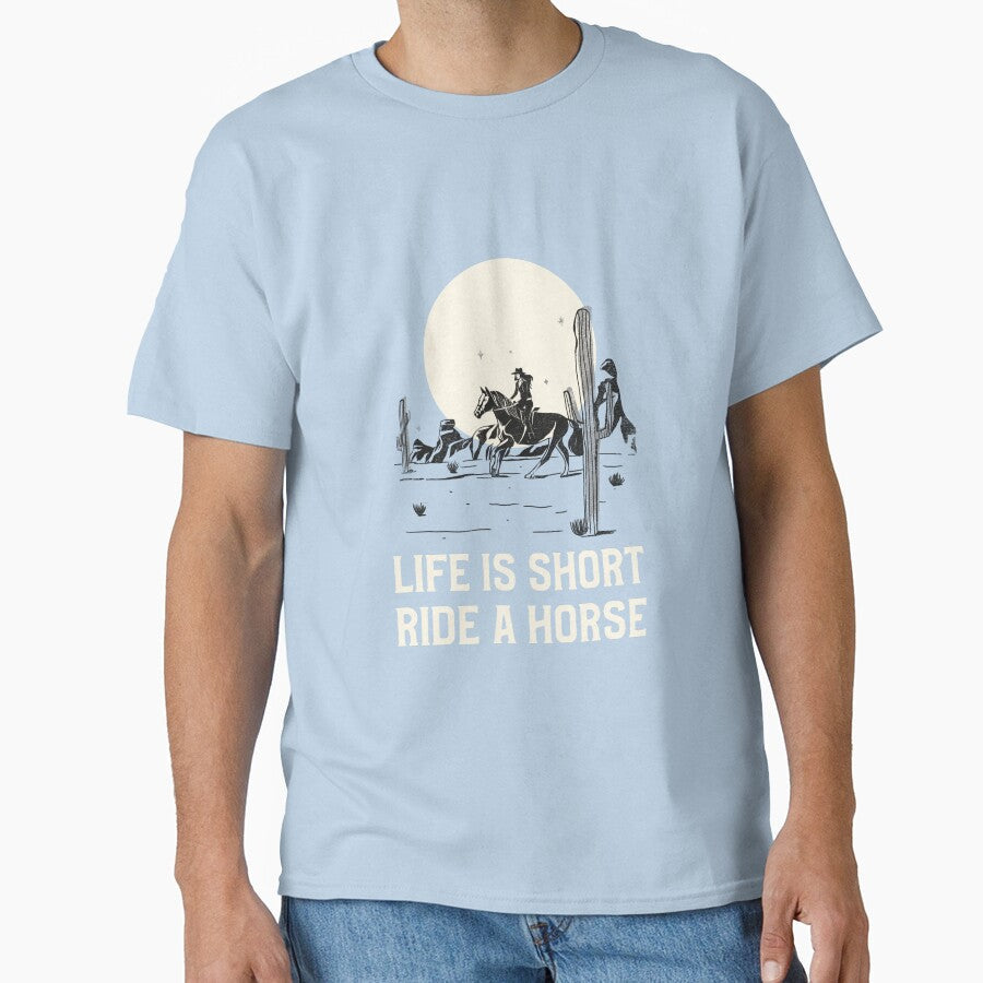 LIFE IS SHORT RIDE A HORSE by MurmuringShop - Adult & Kids T-Shirts, Sweatshirts & Hoodies apparel design preview 1