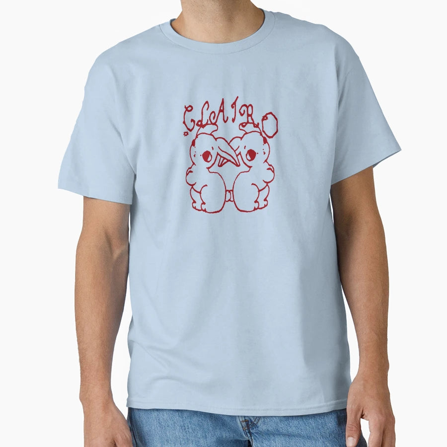 Clairo Charm Twin Bunnies Cartoon T-Shirt - Minimalist Print Men Women - T-Shirt, Sweatshirt, Hoodie